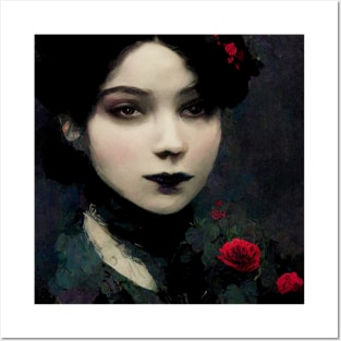 Goth Woman Watercolor Posters and Art